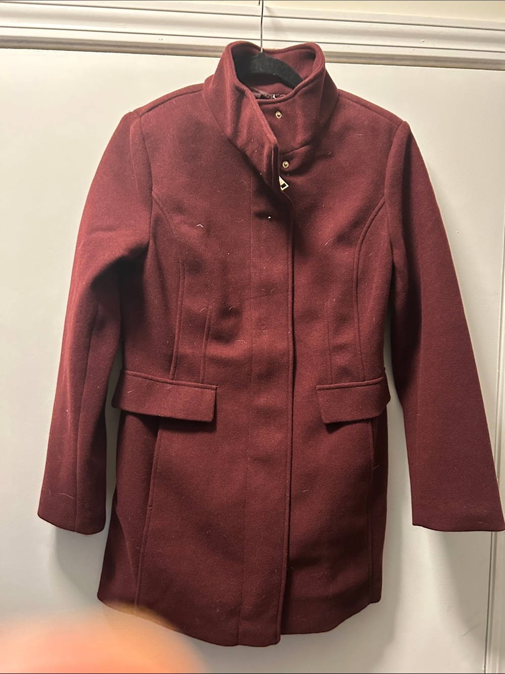 Vince Camuto-NWTO Burgundy Stand-Collar Wool Blend Coat-Medium